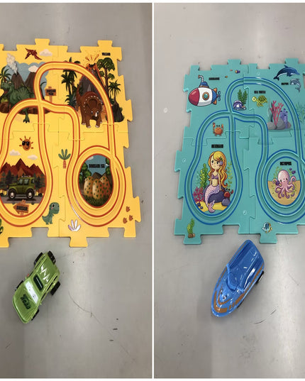 Kinder Puzzle Elektrische Eisenbahn Speeder DIY Montage Elektrische Auto Automatische Schiene Stadt Szene Bau Bildung Spielzeug Geschenk - ellashop.store