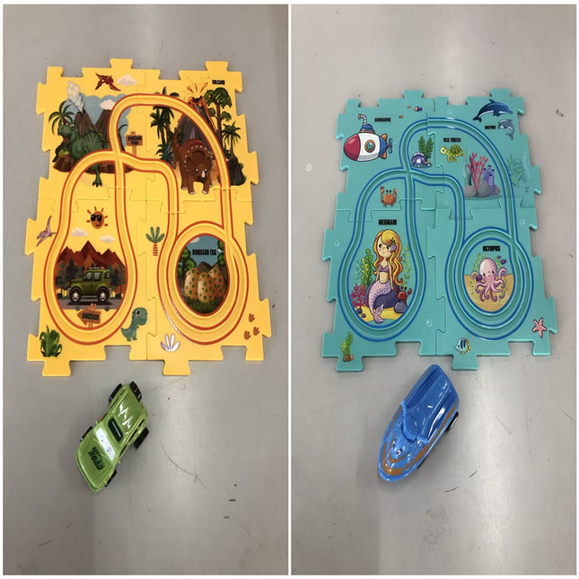 Kinder Puzzle Elektrische Eisenbahn Speeder DIY Montage Elektrische Auto Automatische Schiene Stadt Szene Bau Bildung Spielzeug Geschenk - ellashop.store