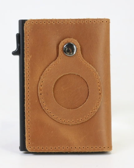 AirTag Wallet Anti Theft Bullet Card Bag Multi-functional Rfid Card Holder Men's Leather Slim Wallets For Airtag Air Tag - ellashop.store