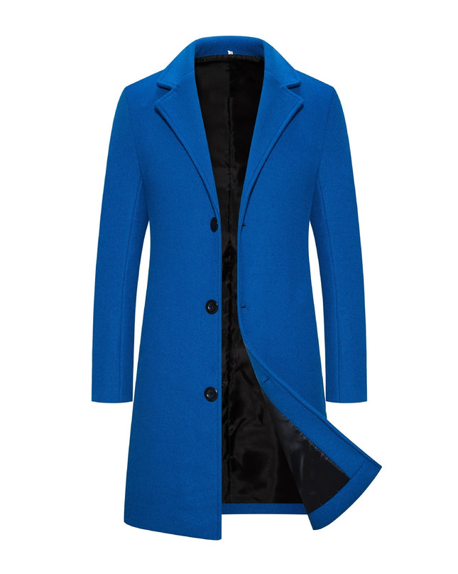 Men's Woolen Coat Slim-fit Mid-length Trench Coat - ellashop.store