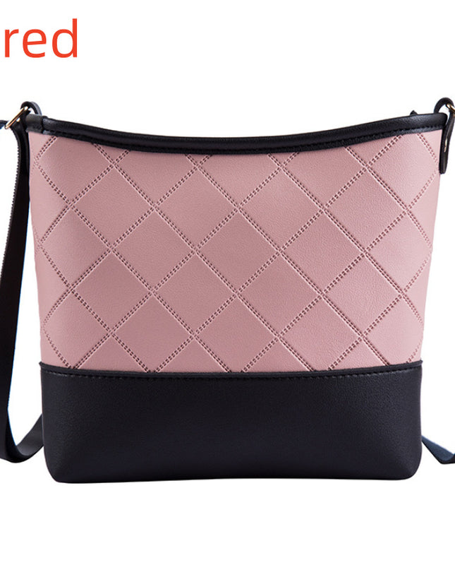 Damen Schulter Messenger Bag mit geprägtem Rautenmuster im Retro-Look - ellashop.store