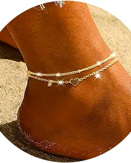 Mode Herz-förmigen Zirkon Fußkettchen frauen Wasserdicht Einfache Herz-förmigen - ellashop.store