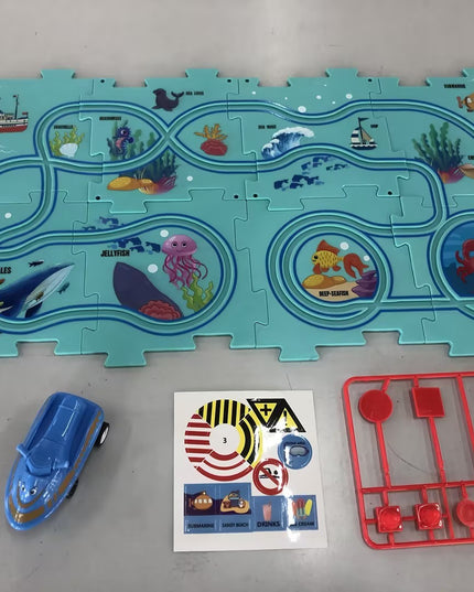 Kinder Puzzle Elektrische Eisenbahn Speeder DIY Montage Elektrische Auto Automatische Schiene Stadt Szene Bau Bildung Spielzeug Geschenk - ellashop.store