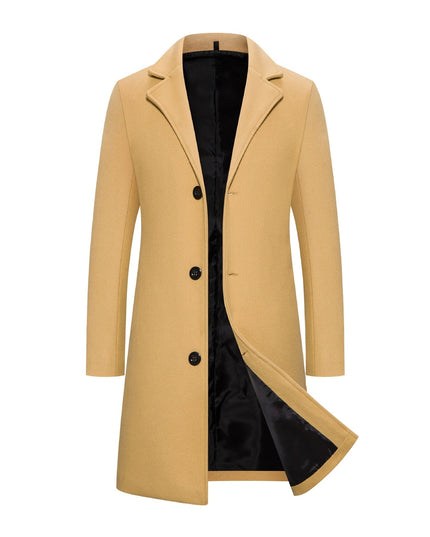 Men's Woolen Coat Slim-fit Mid-length Trench Coat - ellashop.store