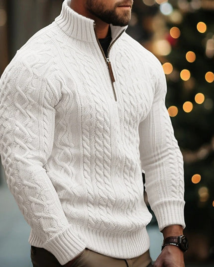 Herren Strickwaren Halbreißverschluss Mantel Einfarbig Verdrehter Verdickter Pullover - ellashop.store