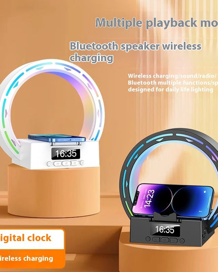 4 in 1 Wireless Bluetooth-kompatibel Lautsprecher Lade Pad Nacht Lampe Mit Wecker Wake-Up Licht Für Schlafzimmer unterstützung USB Stick TF Karte - ellashop.store