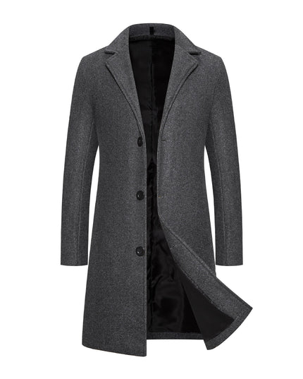 Men's Woolen Coat Slim-fit Mid-length Trench Coat - ellashop.store