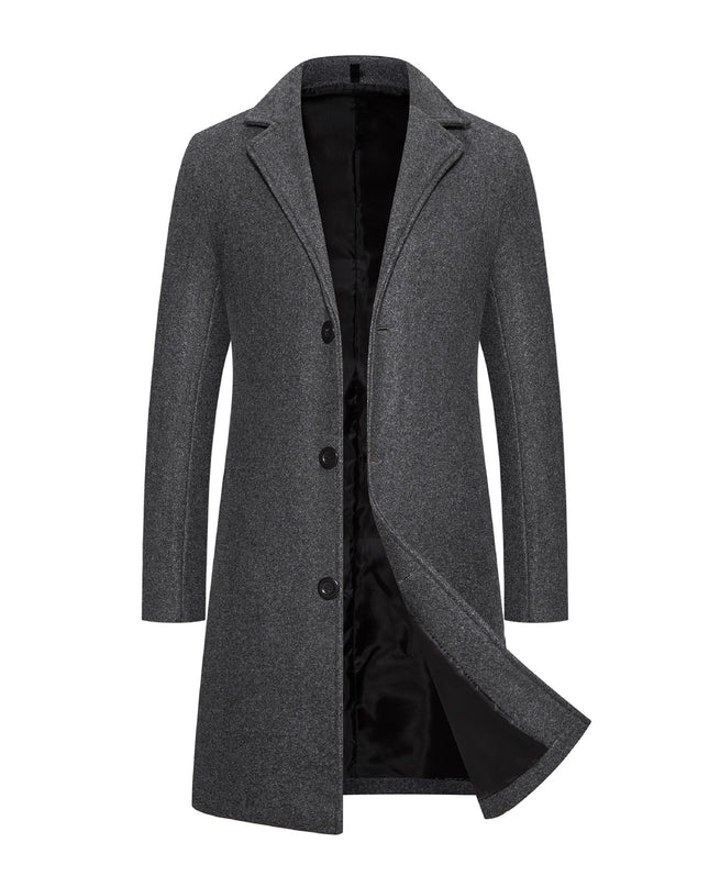 Men's Woolen Coat Slim-fit Mid-length Trench Coat - ellashop.store