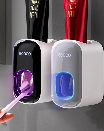 An der Wand montierter automatischer Zahnpastahalter Badezimmerzubehör-Set Spender - ellashop.store