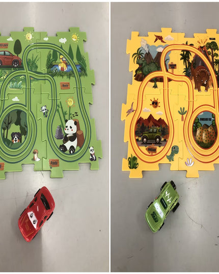 Kinder Puzzle Elektrische Eisenbahn Speeder DIY Montage Elektrische Auto Automatische Schiene Stadt Szene Bau Bildung Spielzeug Geschenk - ellashop.store