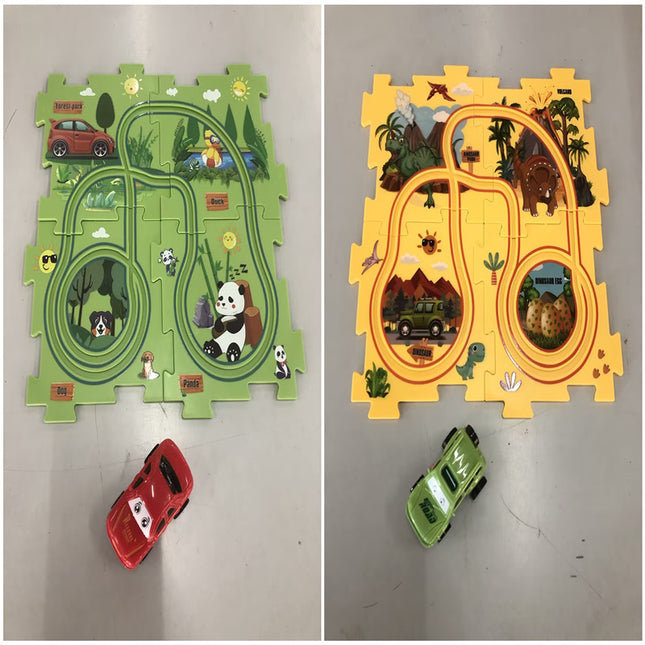 Kinder Puzzle Elektrische Eisenbahn Speeder DIY Montage Elektrische Auto Automatische Schiene Stadt Szene Bau Bildung Spielzeug Geschenk - ellashop.store