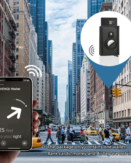 AirTag Wallet Anti Theft Bullet Card Bag Multi-functional Rfid Card Holder Men's Leather Slim Wallets For Airtag Air Tag - ellashop.store