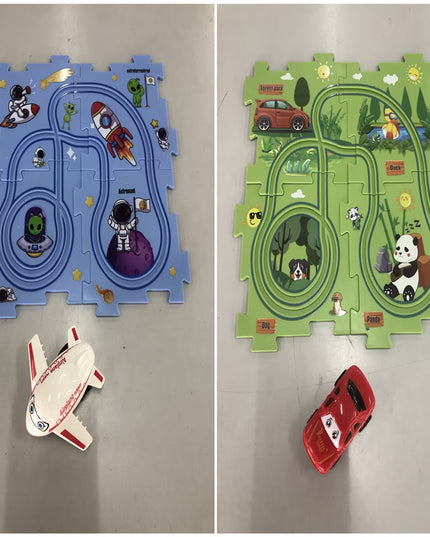 Kinder Puzzle Elektrische Eisenbahn Speeder DIY Montage Elektrische Auto Automatische Schiene Stadt Szene Bau Bildung Spielzeug Geschenk - ellashop.store