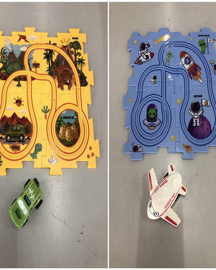 Kinder Puzzle Elektrische Eisenbahn Speeder DIY Montage Elektrische Auto Automatische Schiene Stadt Szene Bau Bildung Spielzeug Geschenk - ellashop.store