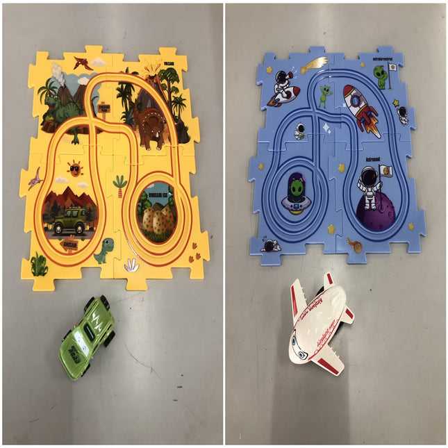 Kinder Puzzle Elektrische Eisenbahn Speeder DIY Montage Elektrische Auto Automatische Schiene Stadt Szene Bau Bildung Spielzeug Geschenk - ellashop.store