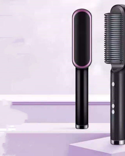 Neu 2 In 1 Haarglätter Heißer Kamm Negative Ionen Curling Tong Dual-zweck Elektrische Haar - ellashop.store