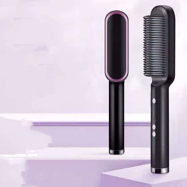Neu 2 In 1 Haarglätter Heißer Kamm Negative Ionen Curling Tong Dual-zweck Elektrische Haar - ellashop.store