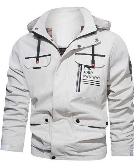 Herren Outdoor Casual Shell Jacke Sport Kapuzen Fleece Jacke Mantel - ellashop.store