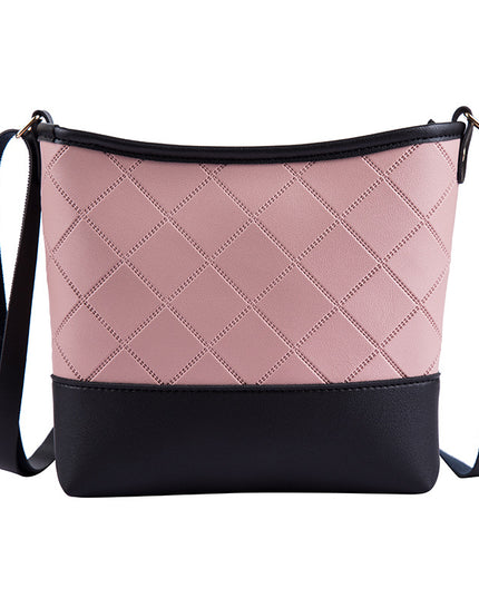 Damen Schulter Messenger Bag mit geprägtem Rautenmuster im Retro-Look - ellashop.store