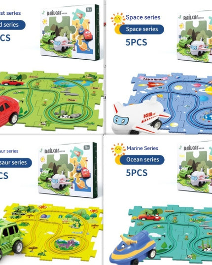 Kinder Puzzle Elektrische Eisenbahn Speeder DIY Montage Elektrische Auto Automatische Schiene Stadt Szene Bau Bildung Spielzeug Geschenk - ellashop.store