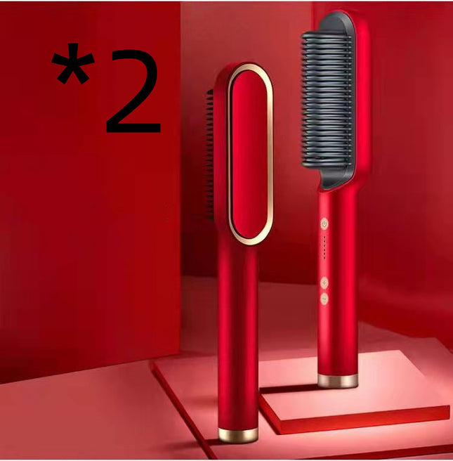 Neu 2 In 1 Haarglätter Heißer Kamm Negative Ionen Curling Tong Dual-zweck Elektrische Haar - ellashop.store