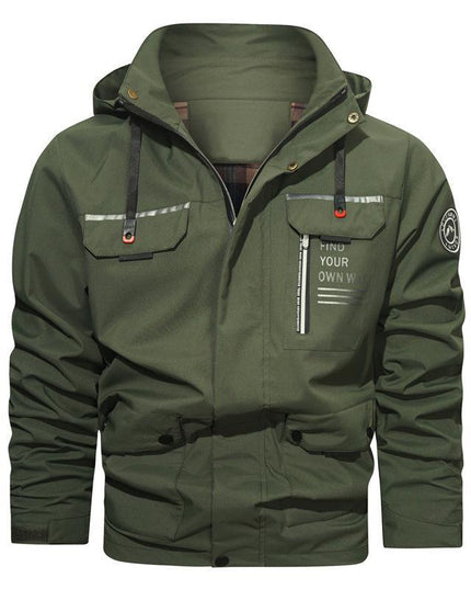 Herren Outdoor Casual Shell Jacke Sport Kapuzen Fleece Jacke Mantel - ellashop.store