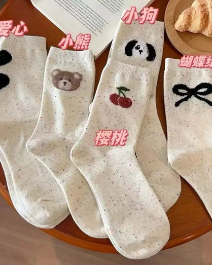 Süße braun gestreifte Paarsocken für Herbst und Winter - ellashop.store