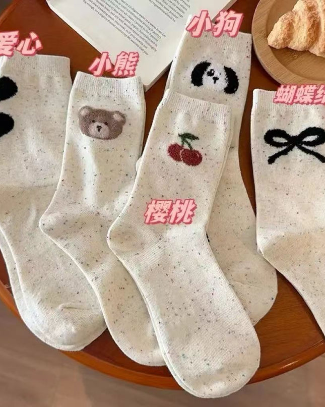 Süße braun gestreifte Paarsocken für Herbst und Winter - ellashop.store