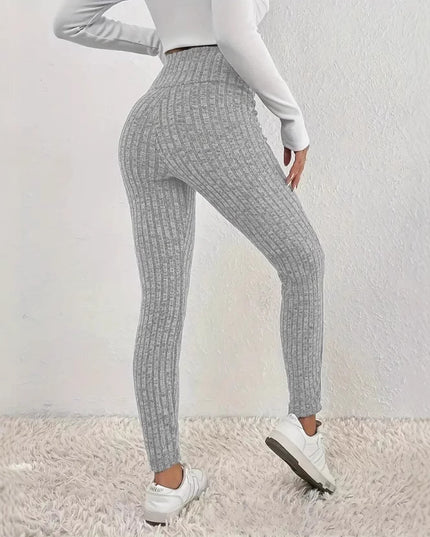 Solid Color High Waist Tight Cold-proof Warm Leggings Women's - ellashop.store