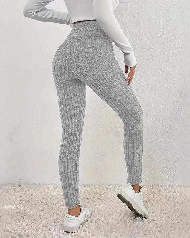 Solid Color High Waist Tight Cold-proof Warm Leggings Women's - ellashop.store