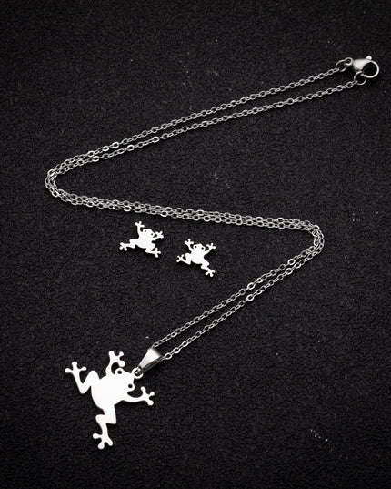 Kreative Mori Cartoon Frosch Ohrringe Halskette Schmuck Anzug - ellashop.store