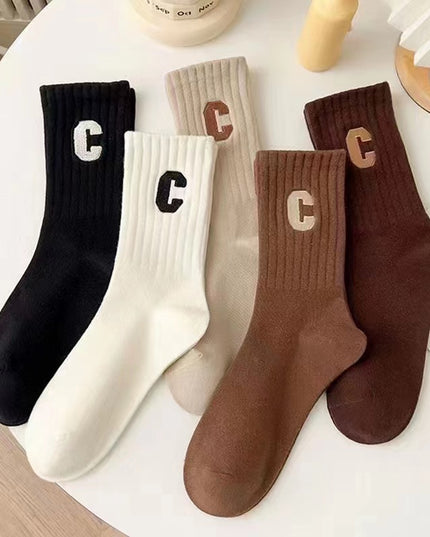 Süße braun gestreifte Paarsocken für Herbst und Winter - ellashop.store