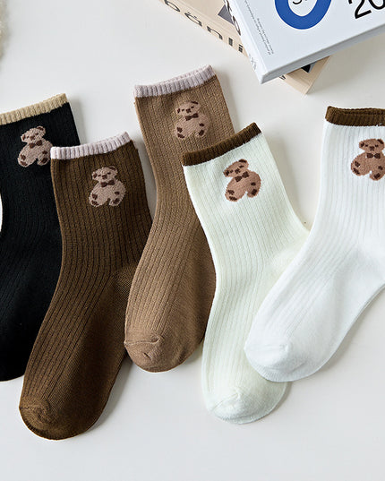 Süße braun gestreifte Paarsocken für Herbst und Winter - ellashop.store