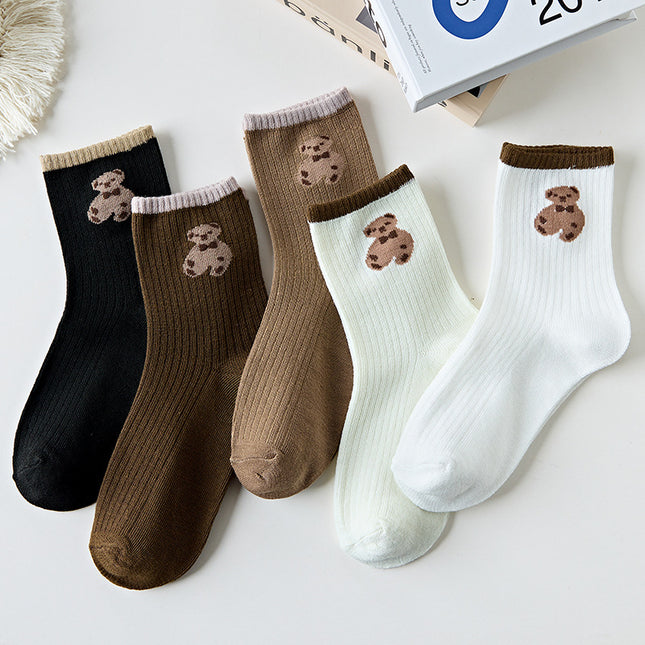 Süße braun gestreifte Paarsocken für Herbst und Winter - ellashop.store