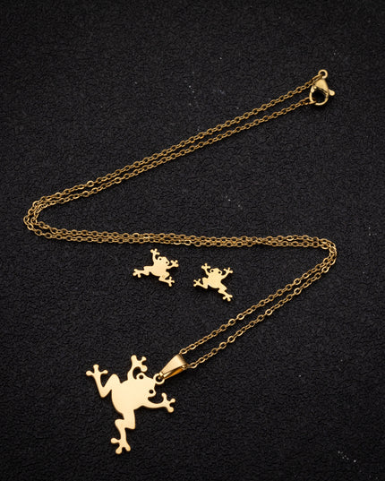 Kreative Mori Cartoon Frosch Ohrringe Halskette Schmuck Anzug - ellashop.store