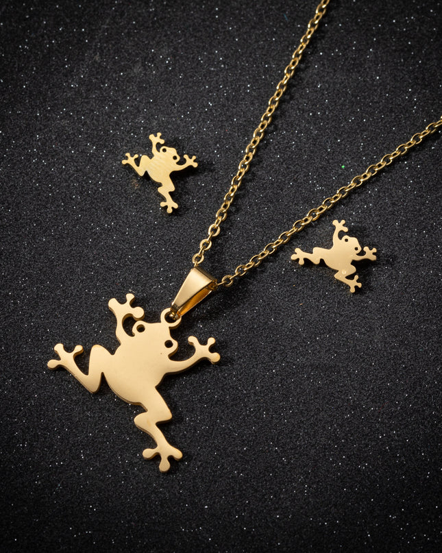Kreative Mori Cartoon Frosch Ohrringe Halskette Schmuck Anzug - ellashop.store