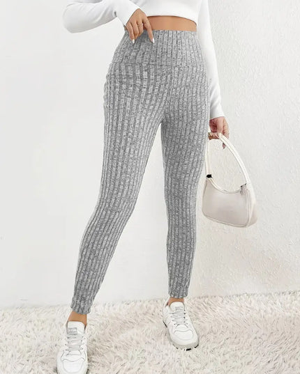 Solid Color High Waist Tight Cold-proof Warm Leggings Women's - ellashop.store