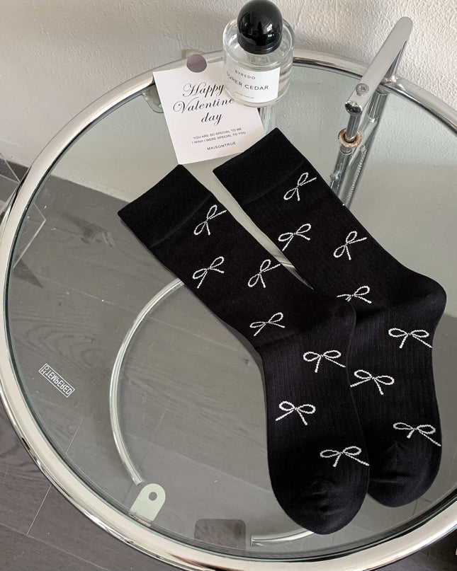 Lockere Socken mit Schleife und mittlerer Wadenlänge für Damen - ellashop.store