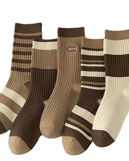 Süße braun gestreifte Paarsocken für Herbst und Winter - ellashop.store