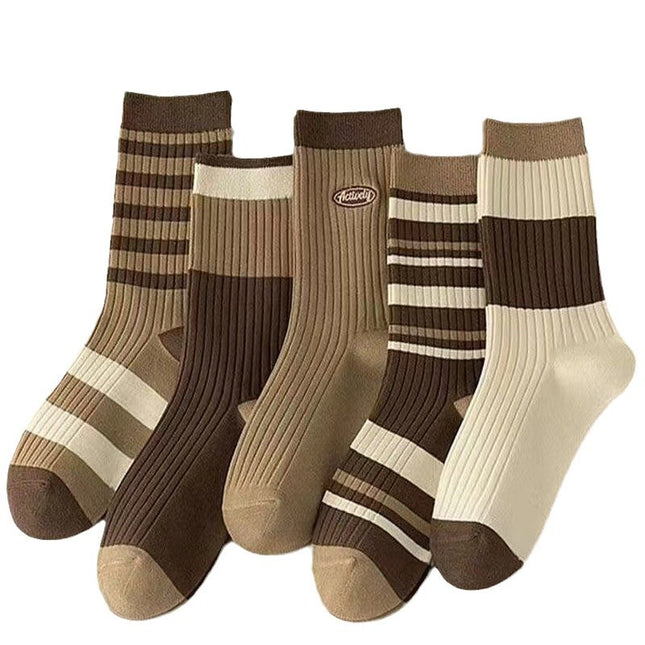 Süße braun gestreifte Paarsocken für Herbst und Winter - ellashop.store