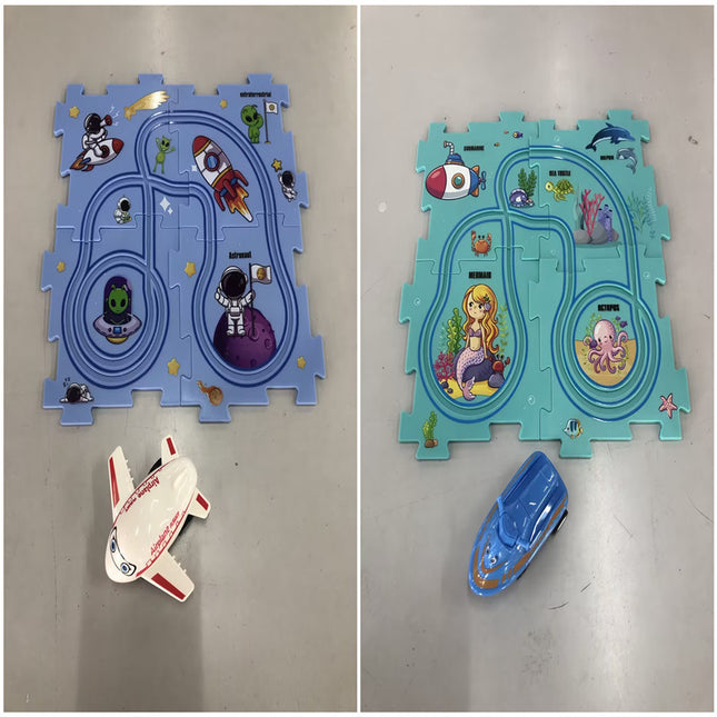 Kinder Puzzle Elektrische Eisenbahn Speeder DIY Montage Elektrische Auto Automatische Schiene Stadt Szene Bau Bildung Spielzeug Geschenk - ellashop.store