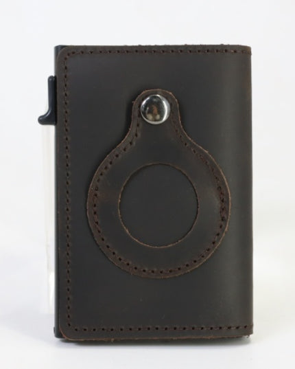 AirTag Wallet Anti Theft Bullet Card Bag Multi-functional Rfid Card Holder Men's Leather Slim Wallets For Airtag Air Tag - ellashop.store