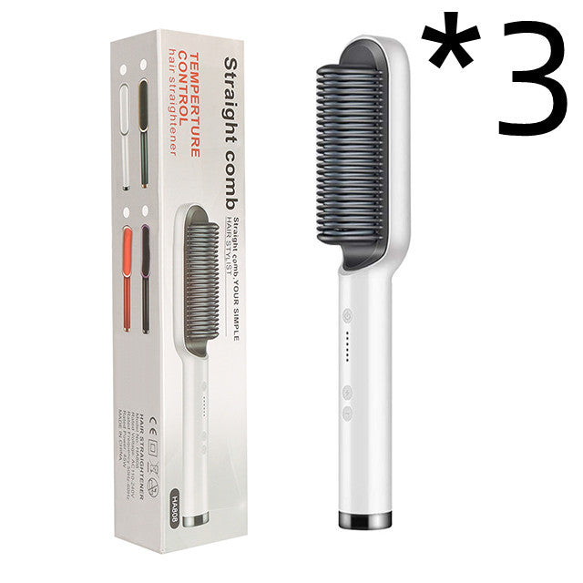 Neu 2 In 1 Haarglätter Heißer Kamm Negative Ionen Curling Tong Dual-zweck Elektrische Haar - ellashop.store