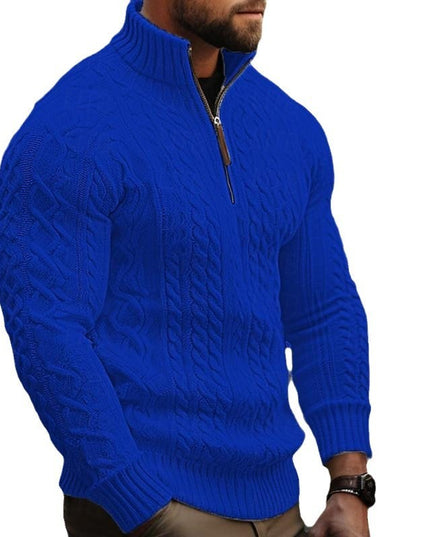 Herren Strickwaren Halbreißverschluss Mantel Einfarbig Verdrehter Verdickter Pullover - ellashop.store