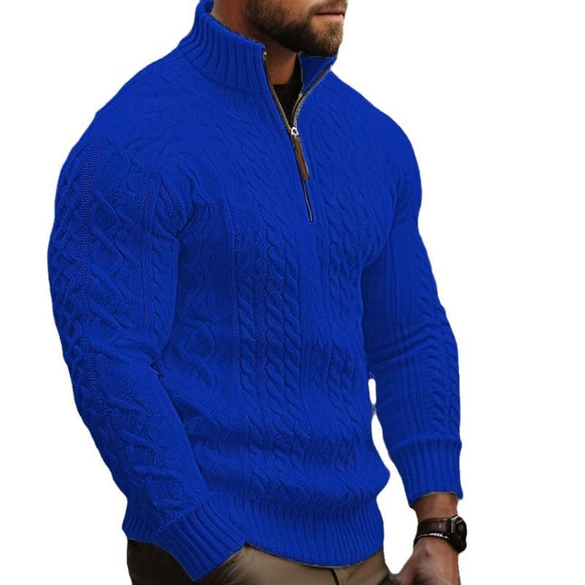 Herren Strickwaren Halbreißverschluss Mantel Einfarbig Verdrehter Verdickter Pullover - ellashop.store
