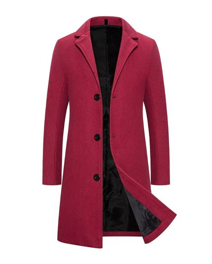 Men's Woolen Coat Slim-fit Mid-length Trench Coat - ellashop.store