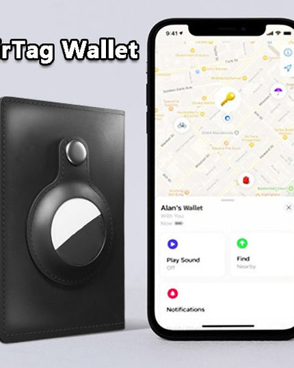 AirTag Wallet Anti Theft Bullet Card Bag Multi-functional Rfid Card Holder Men's Leather Slim Wallets For Airtag Air Tag - ellashop.store