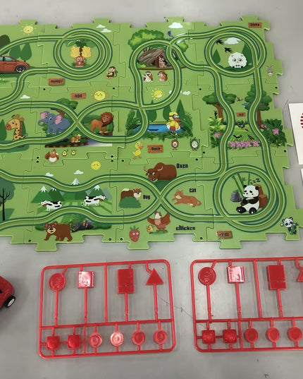 Kinder Puzzle Elektrische Eisenbahn Speeder DIY Montage Elektrische Auto Automatische Schiene Stadt Szene Bau Bildung Spielzeug Geschenk - ellashop.store