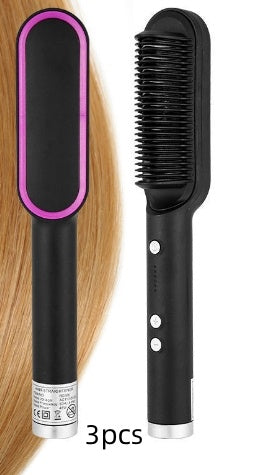 Neu 2 In 1 Haarglätter Heißer Kamm Negative Ionen Curling Tong Dual-zweck Elektrische Haar - ellashop.store