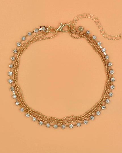 Einfache Strass Cup Chain Handanklet Persönlichkeit Mehrschichtige Perlenkette - ellashop.store